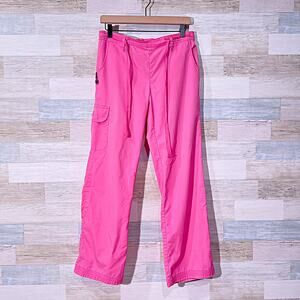 LAURA ASHLEY Cargo Scrub Pants Pink Cotton Blend Nursing Medical Womens S